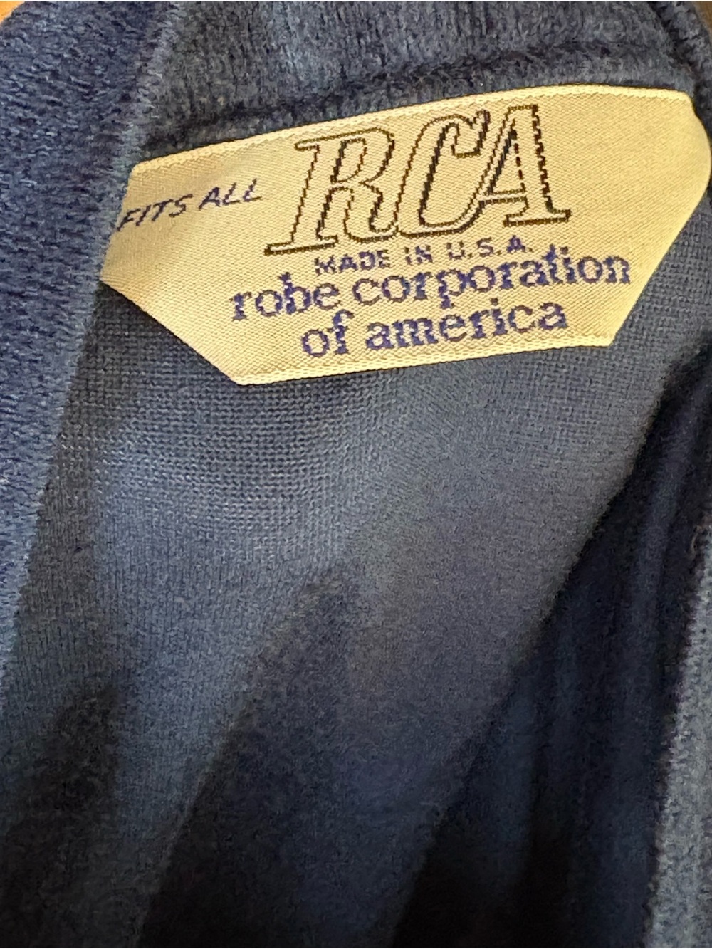Vintage RCA Robe Corporation of America Blue Velour Varsity Stripe Belted Robe - Picture 3 of 3